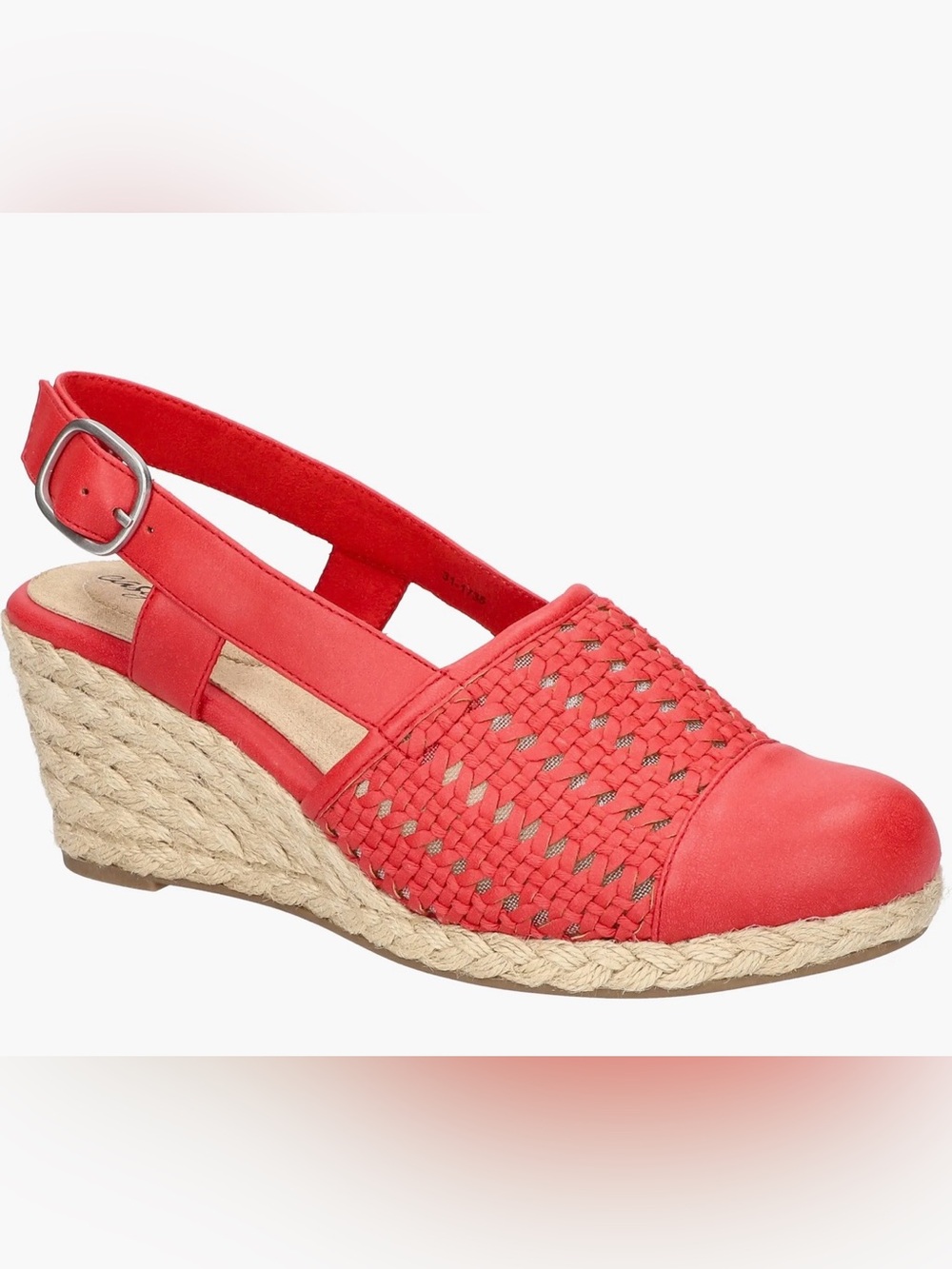 easy street Red Woven Espadrille Slingback Wedge Size 7